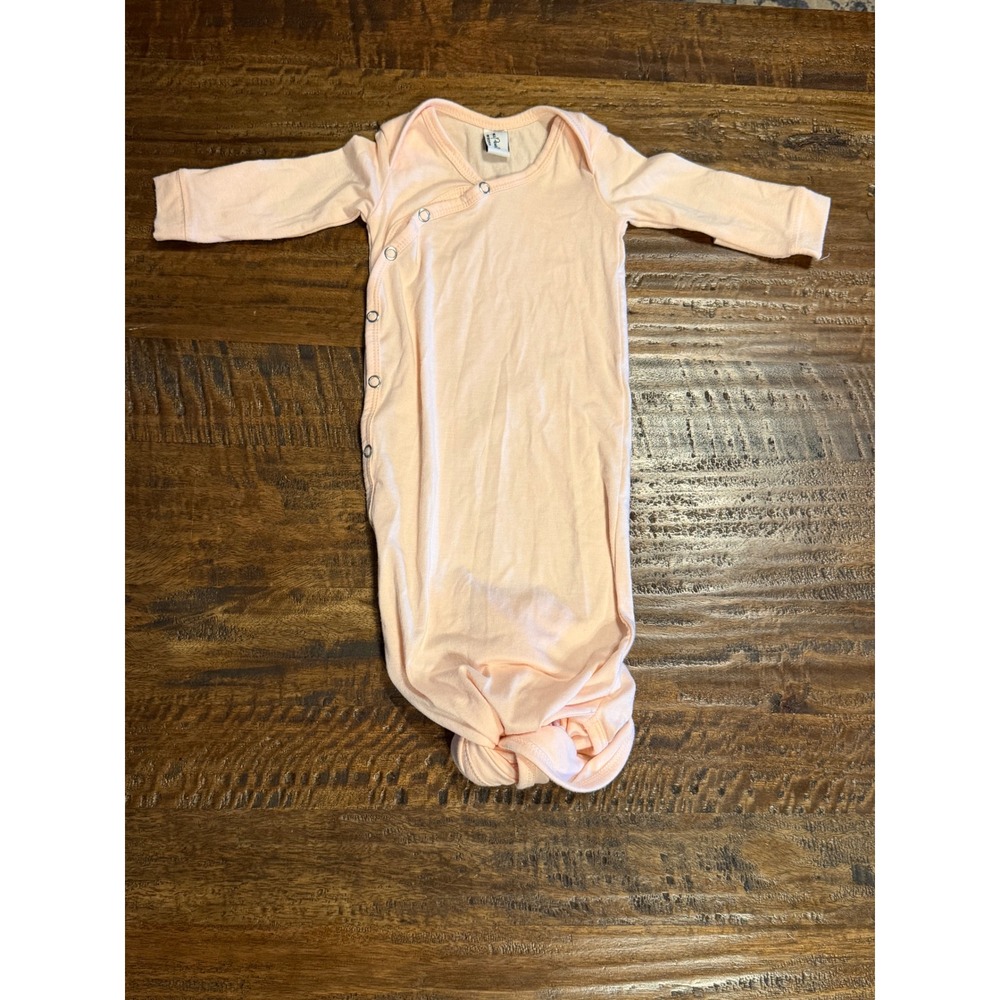 Copper Pearl Newborn Knotted Gown Peach Pink Long Sleeve Baby Sleeper SKU 361